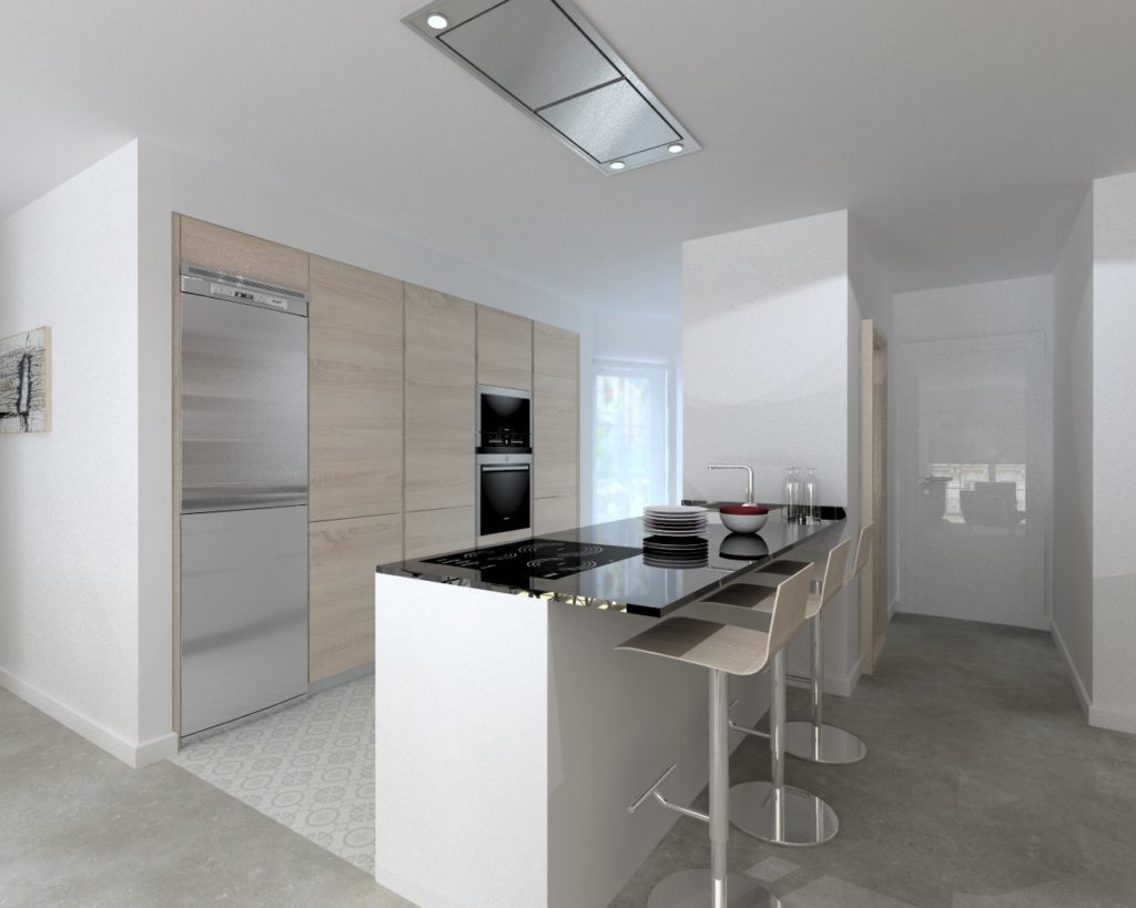 Cocina Santos Modelo Line E Blanco Encimera Granito Negro