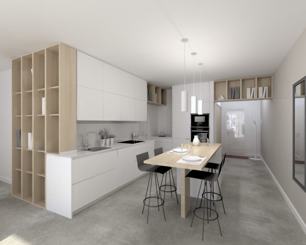 Cocina Santos Modelo Line L Blanco Seda Encimera Silestone Blanca