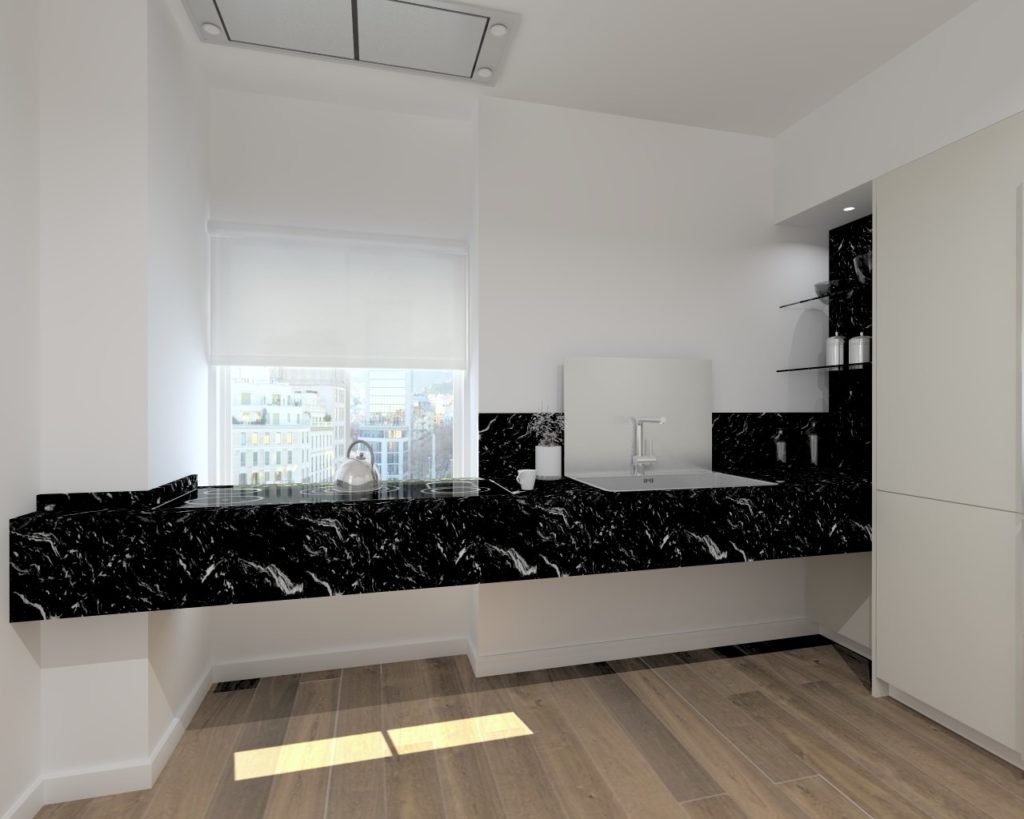 Cocina Santos Modelo Seda Gris Arena Encimera Granito Cheyenne