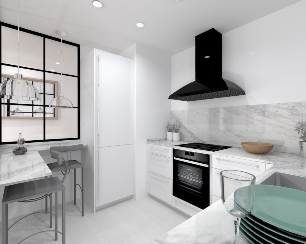 Cocina Santos Modelo Ariane 2 Estratificado Gris Nube Encimera Silestone Lagoon