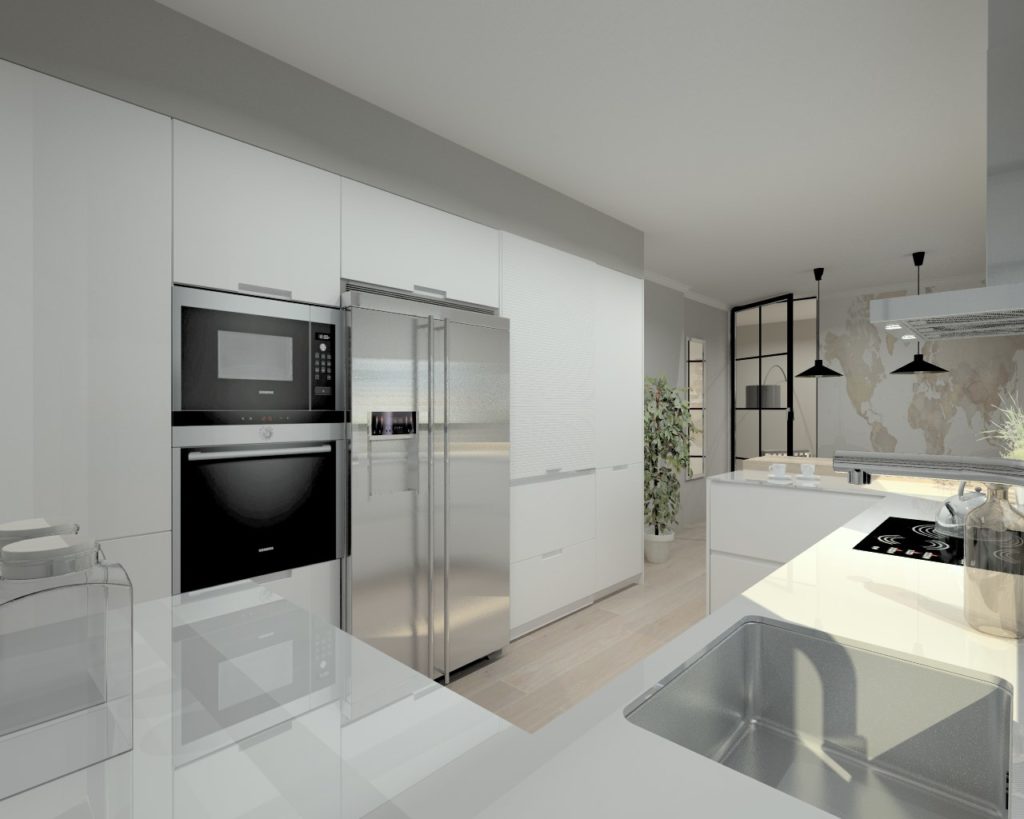 Cocina Santos Modelo Line Estratificado Blanco Encimera Dalian Blanco