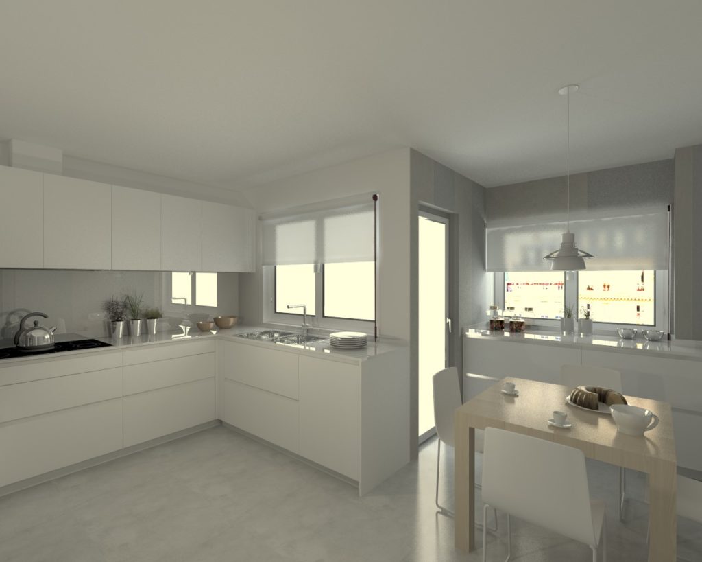 Cocina Santos Modelo Line Estratificado Blanco Encimera Silestone Blanco