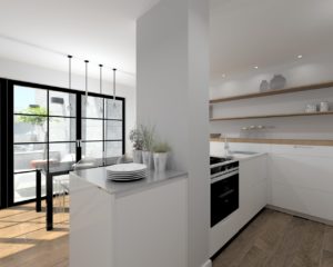 Cocina Santos Line Estratificado Blanco con Encimera Silestone Blanco