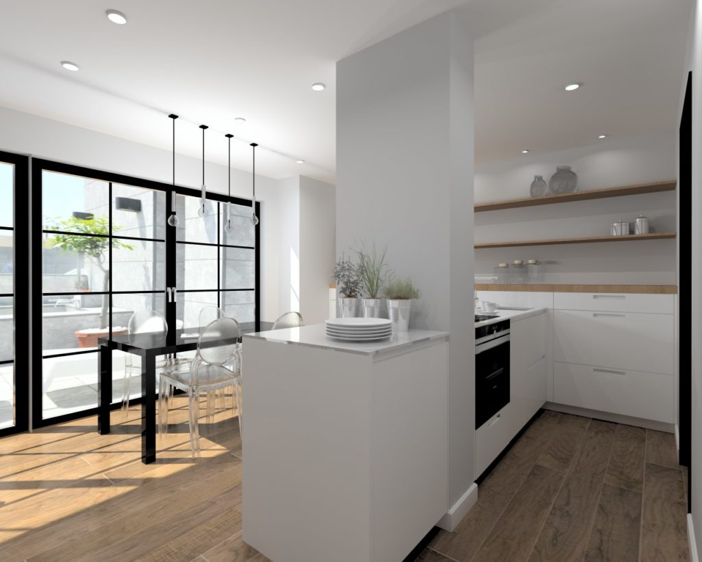 Cocina Santos Line Estratificado Blanco con Encimera Silestone Blanco