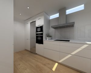 Cocina Santos Modelo Line Laminado Seda Blanco Encimera Silestone Blanco