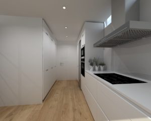 Cocina Santos Modelo Line Laminado Seda Blanco Encimera Silestone Blanco