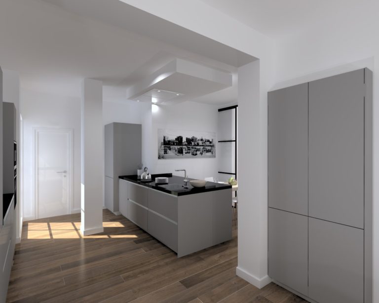 Cocina Santos Modelo Line Laminado Antihuella Gris Visón Encimera