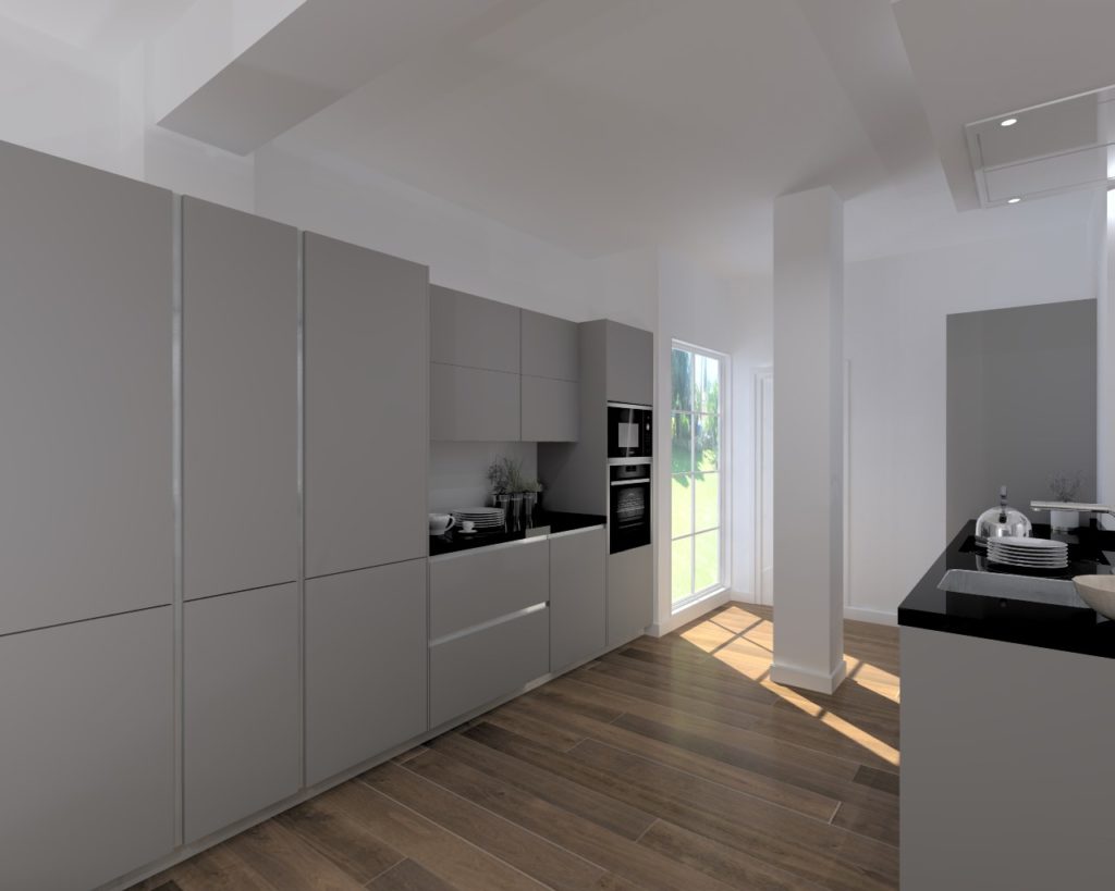 Cocina Santos Modelo Line Laminado Antihuella Gris Visón Encimera