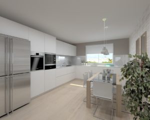 Cocina Santos Modelo Line Laca Blanco Seda Encimera Silestone Blanco