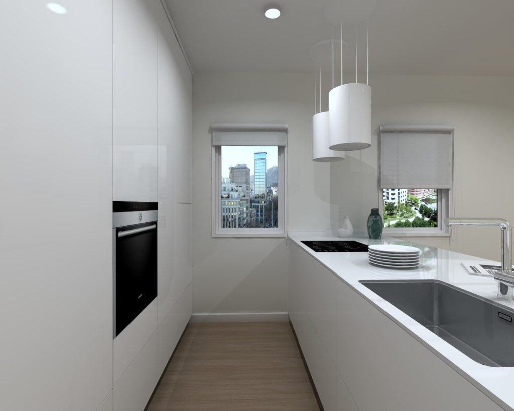 Cocina Santos Modelo Fine Laca Seda Blanco Encimera Dalian Blanco