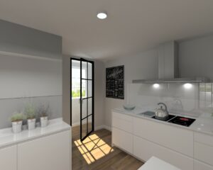 Cocina Santos Modelo Line Estratificado Blanco Encimera Silestone Blanco