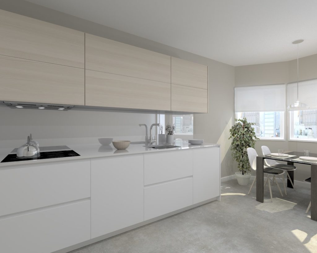 Cocina Santos Modelo Minos Laca color Blanco Seda Mate