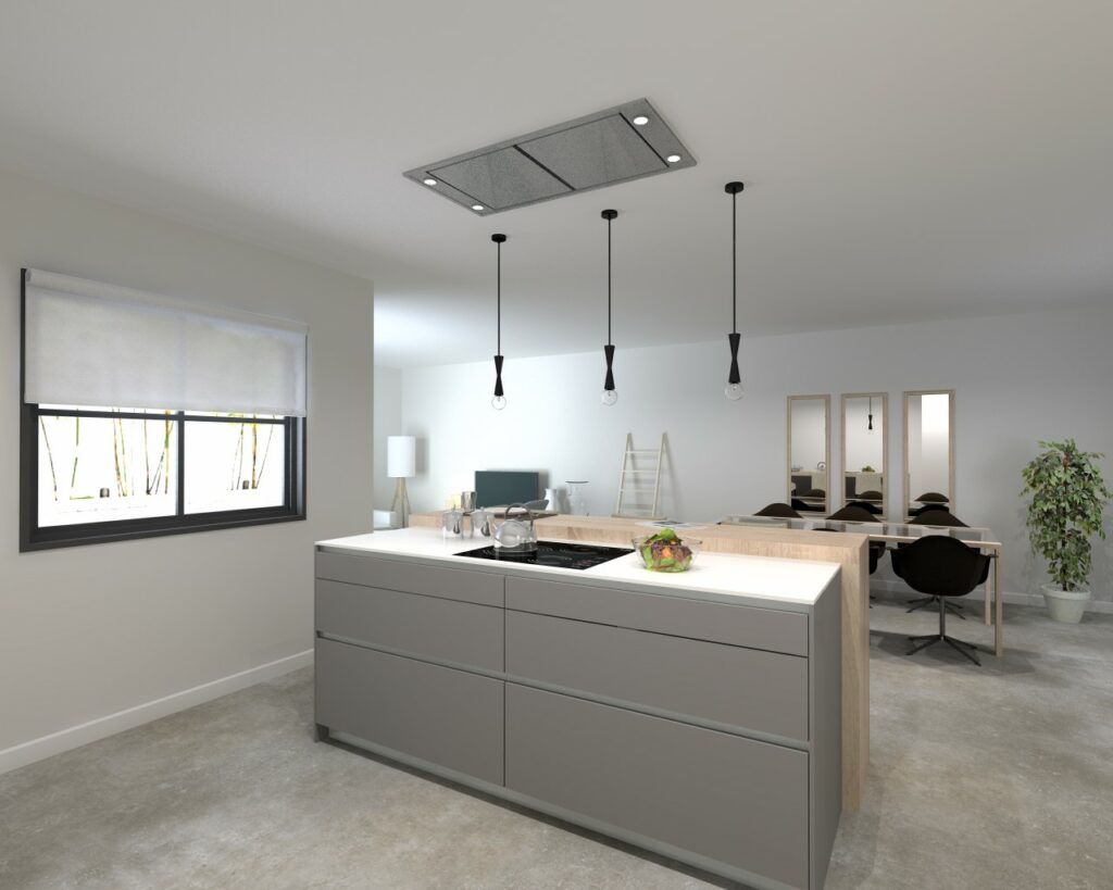 Cocina Santos Line-E Estratificado Seda color Gris Visón y Gris C