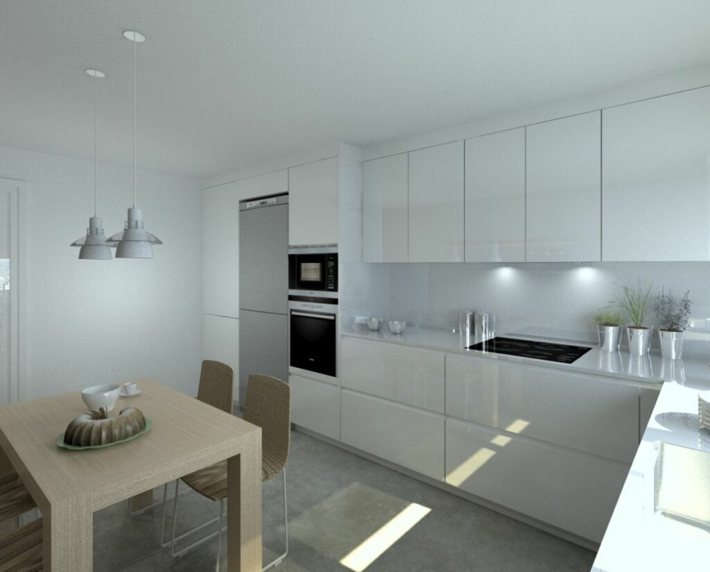 La amplitud y la belleza de las cocinas en blanco