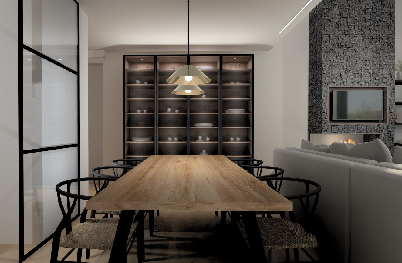 Vitrina Santos con marco aluminio negro - Cocinas Santos Madrid