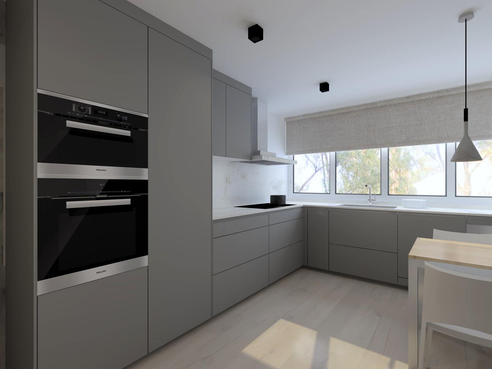 Cocina Santos en forma de L Gris Visón - Cocinas Santos Madrid, cocinas