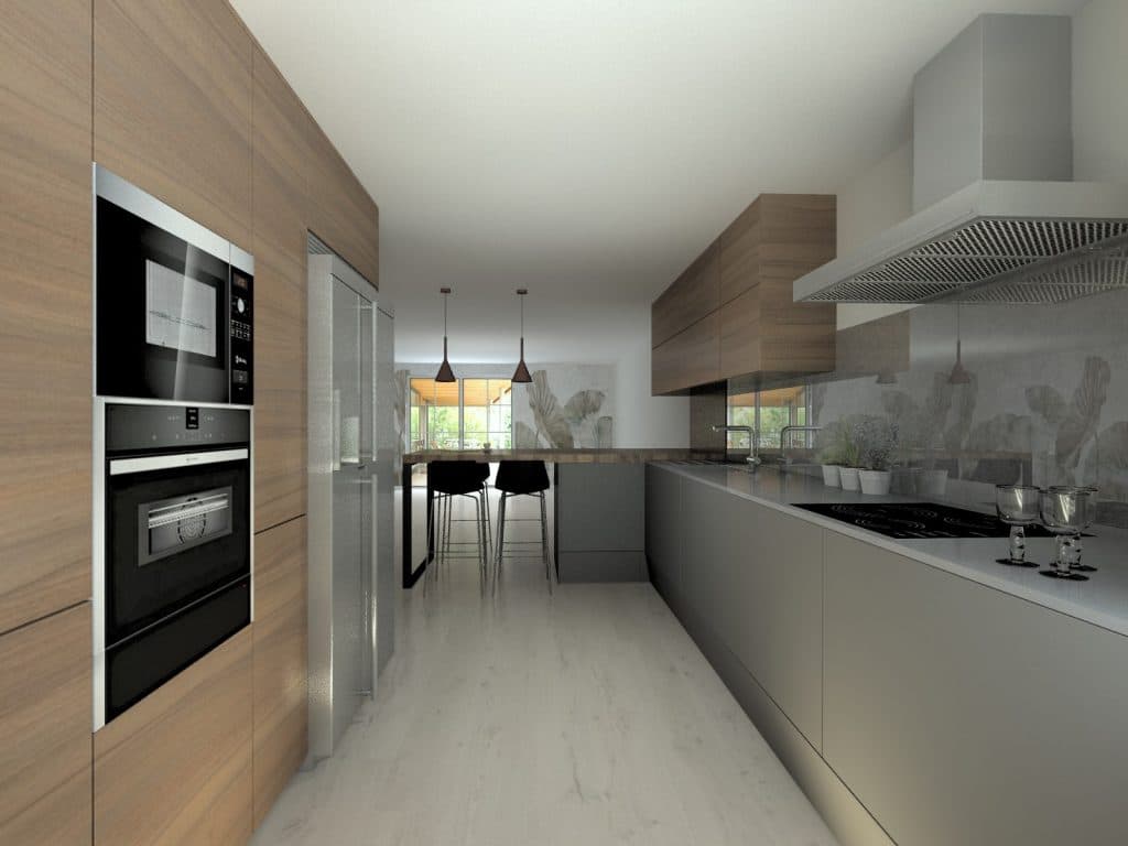 Cocina Santos gris antracita y nogal tierra