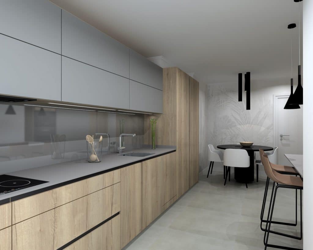 Cocina Santos gris visón y madera