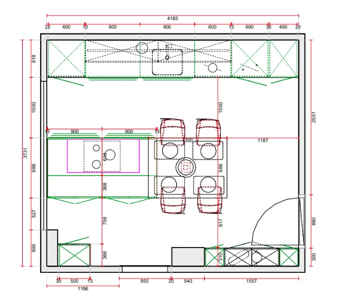 Plano de una reforma de cocina