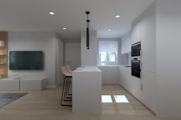 Cocina Santos gris en U con barra