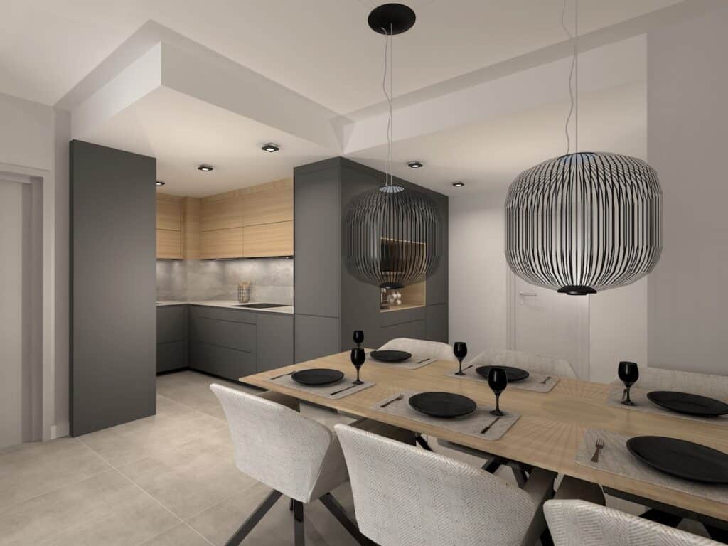 En este proyecto exploramos una Cocina Santos abierta al salón, un diseño que optimiza el espacio con dos frentes que se integran muy bien con el comedor, proporcionando una sensación de amplitud y continuidad visual.