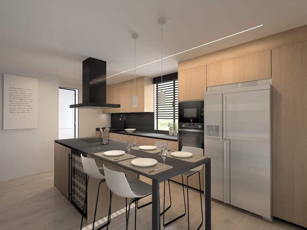 Este proyecto de cocina se ha hecho una elección del roble Kairos para los acabados que dan un toque de calidez y naturalidad