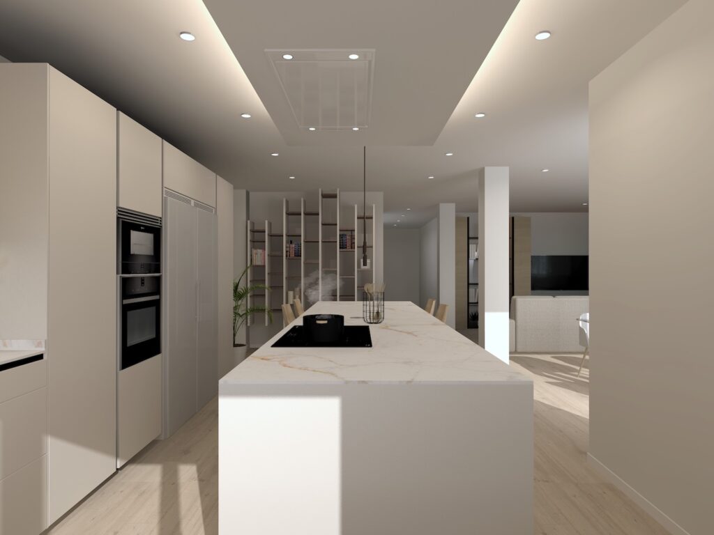 cocina santos blanca con isla