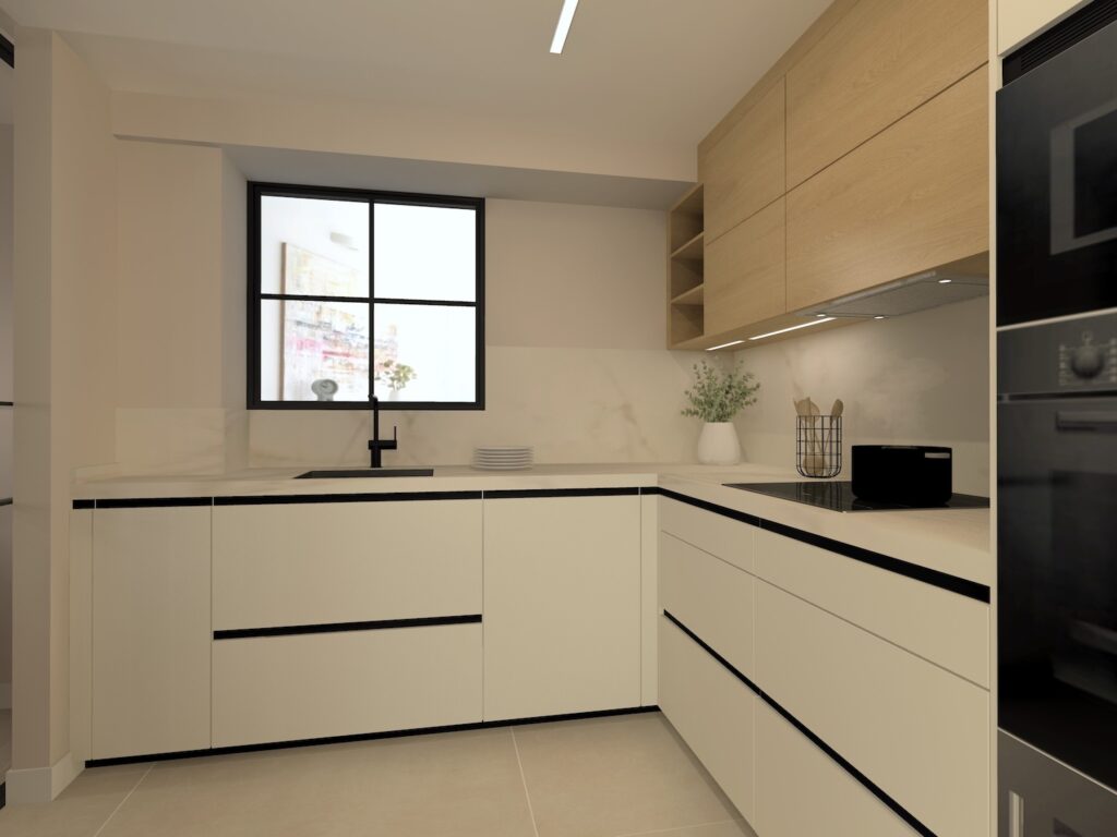cocina santos blanca con lavadero