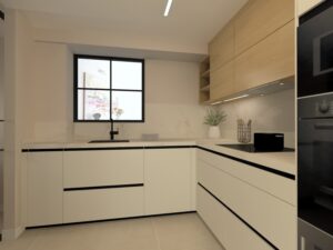 cocina santos blanca con lavadero