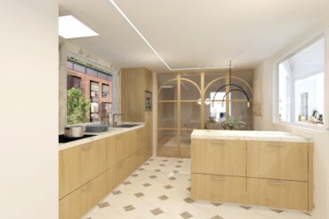 Cocina madera con cerramiento