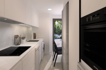 Cocina pequeña con zona comedor