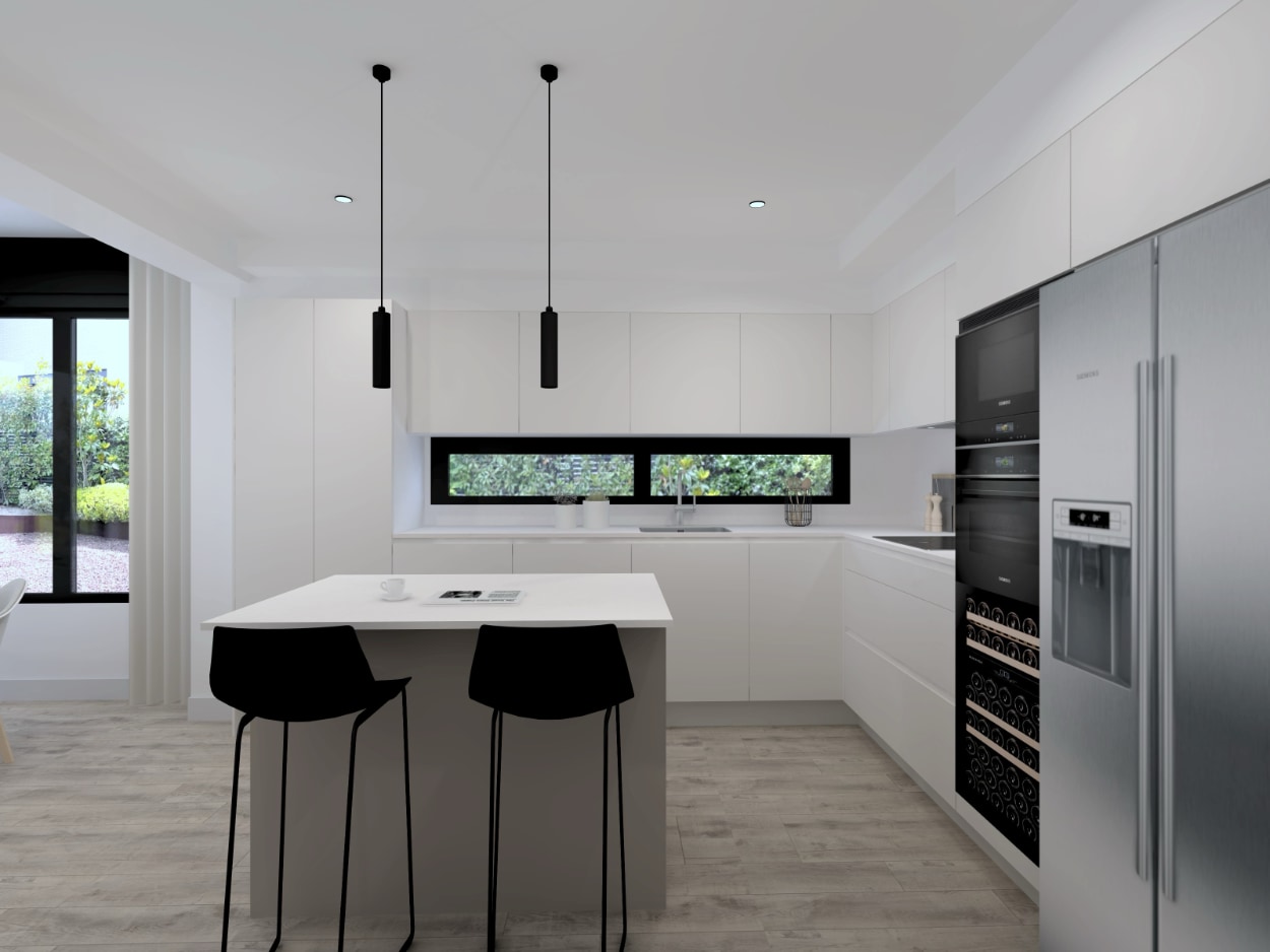 cocina santos blanca con isla