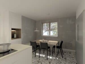 Cocina en L con mesado