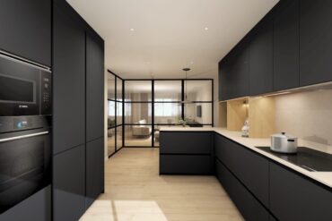 Cocina negra en L